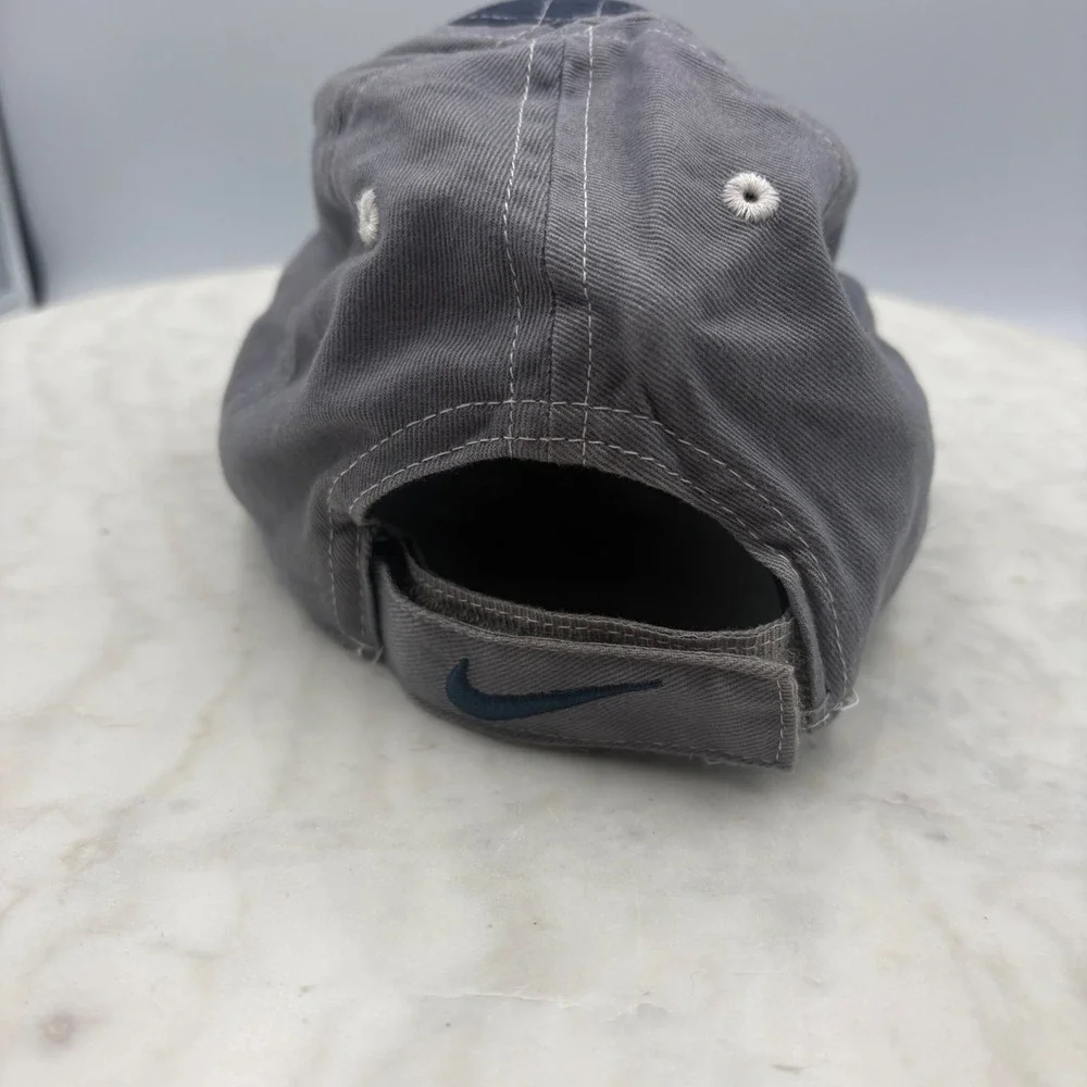 VTG Nike Baseball Cap Kids Child Grey Blue Swoosh Adjustable Hat Y2K